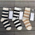 Spring tide striped mid-tube socks black and white stripes embroidered letter sports socks casual socks fashion all-matc