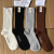 Autumn and winter new women's socks c classic double needle stockings solid color small cloth label knee socks fashion
