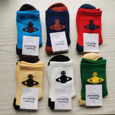 omen'senne Socks Weian Saturn Queen Mother Towel Bottom Tube Socks Mixed Color Stripe All-Matching Casual Socks