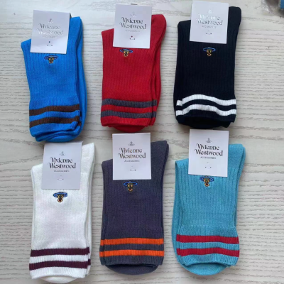 men Socks Picoampere Saturn Queen Mother Tube Socks Color Matching Striped Socks Mouth down Casual Socks