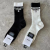 2024 Spring and Summer Socks Female Mulberry Silk Tube Socks Black and White M Stripe X Fashion Trendy Socks