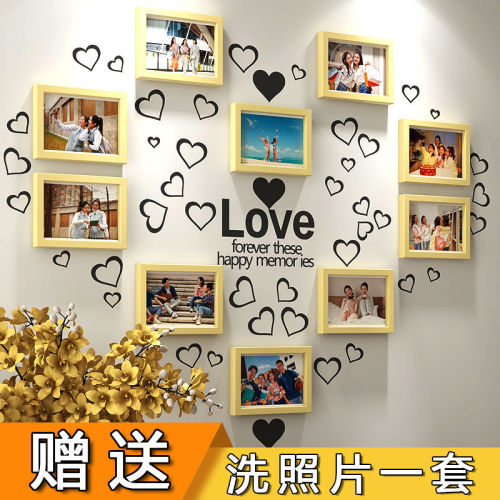 photo frame combination diy photo wall customization with photo wash photo wall wall-mounted punch-free printing wall album frame