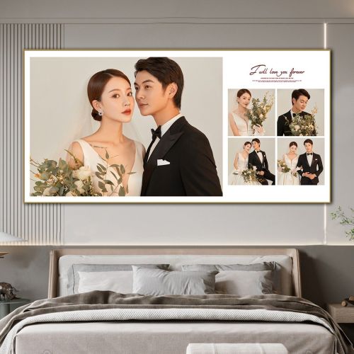 wedding photo frame customization wall hanging photos wedding photo large size picture frame bedroom bedside horizontal multi-palace grid couple