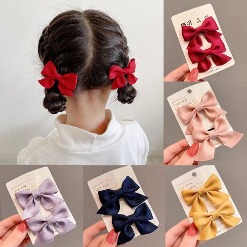 children‘s barrettes bow headdress cute princess little girl hair accessories red， girls internet celebrity clip baby hair clip