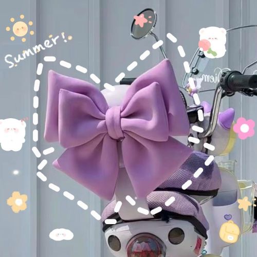 online influencer bow decorations electric car car tail stickers good-looking helmet three-dimensional fabric car body modification tail