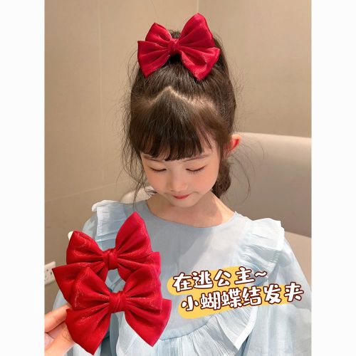 baby cute bow hairpin headdress princess high sense back head hairpin girl new duckbilled hair accessories