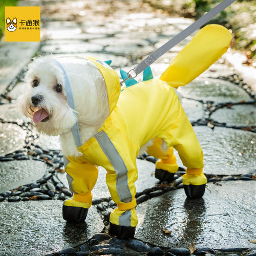 dog raincoat pet clothes summer pomeranian teddy bichon schnauzer small dog dinosaur traction jumpsuit raincoat