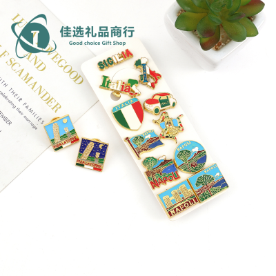 Wish Cross-Border European and American Personalized Rainbow Color Brooch Women's Simple Elegant Travel Landscape Pin Chest Buckle Gift Wholesale