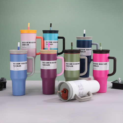 跨境新款Owala手柄汽车杯大容量40oz不锈钢保温杯便携车载吸管杯