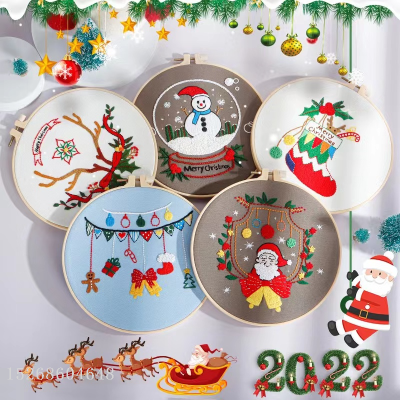 DIY Handmade Embroidery Material Package Merry Christmas Santa Claus Gift Self-Embroidery Set Cross-Border English