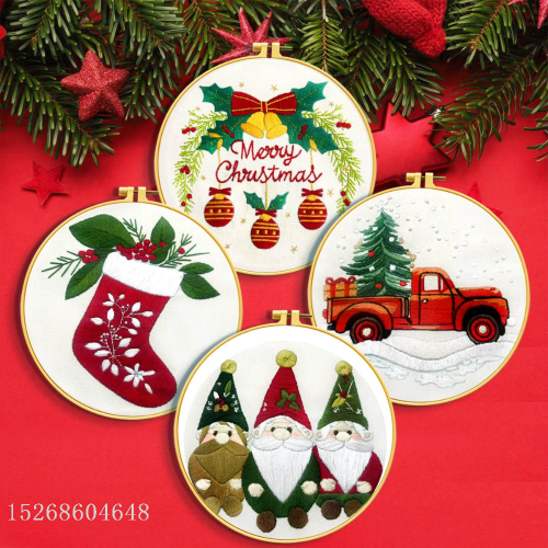 刺绣十字绣圣诞节礼物合集新款仿真欧式节日绣客厅装饰挂画手工绣