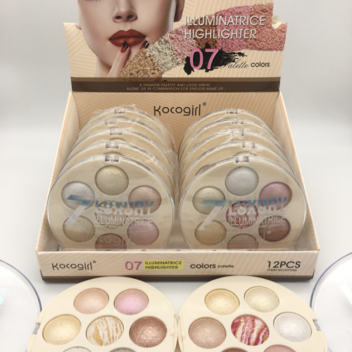koco girl light transparent magic color highlight powder multicolor pearlescent face brightening three-dimensional ginger peach highlight wholesale