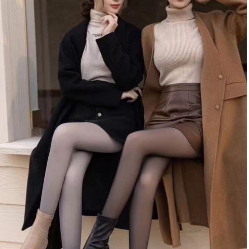 新款女士真透肤空姐灰薄款春秋款一体裤假透肉透咖80克左右打底裤