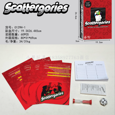 English Scattergories Card Game Adult Board Game Party Interactive Game
