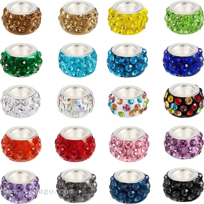 200pcs Rhinestone Colorful Artificial Crsystal Large Hole Beads For Jewelry Making DIY Bracelet Necklace Charms Handicrafts Small Business Supplies