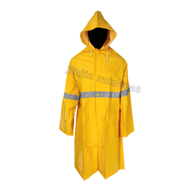 Export Patch Long Shirt Yellow Polyester PVC Labor Protection Sanitation Worker Long Raincoat PVC Labor Protection Reflective Stripe Raincoat