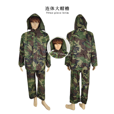 Spot Sales 2-Piece Raincoat Waterproof Camouflage Fabric Jacket Waterproof Raincoat Rain Pants