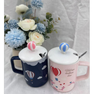 Cup Ceramic Good-looking Water Cup Girls Ceramic Cup Mug with Cover Spoon Coffee Cup Breakfast Cup Gift Wholesale