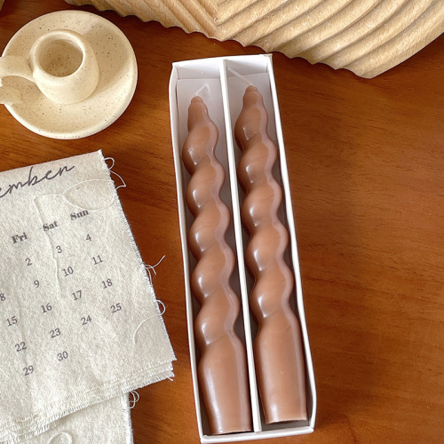 85JVins风法式螺旋形香薰蜡烛 麻花螺纹扭扭蜡烛法式复古氛围桌面