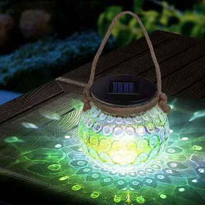 Christmas Festival Solar Outdoor Decorative Lamp Led Yard Crack Mason Bottle Hanging Light Creative Glass Jar