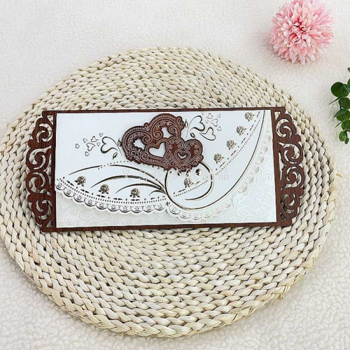 厂家直销欧式花纹烫金凸版木制结婚请柬请帖邀请卡贺卡