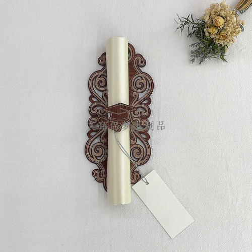 新款博士帽精美激光镂空书卷邀请函请柬贺卡请帖带手提袋