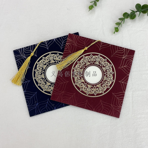 高档定制外贸烫金植绒激光插卡式请柬请帖邀请函厂家直销