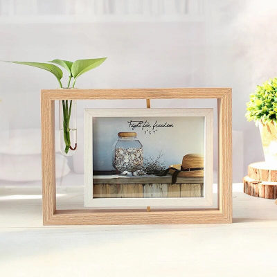 Fashion Creative Rotational Hydroponic Storage Table Setting Double-Sided Horizontal and Vertical Desk Photo Frame