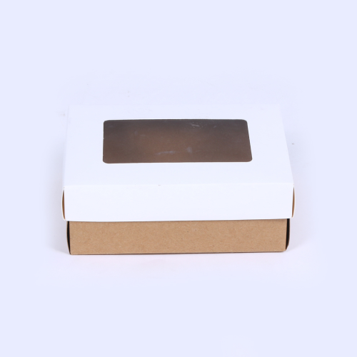 square kraft box two-color transparent window hard gift box production and printing birthday gift hand gift box