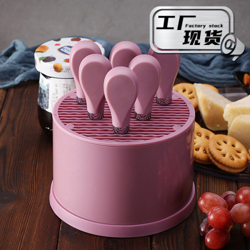 cross-border cheese butter cream spoon with knife holder kitchen tableware knife and fork 6-piece set cheese knife set cake
