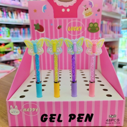 卡通蝴蝶仙人掌扭扭圆珠笔  水晶钻石旋转圣诞圆珠笔  48支一盒