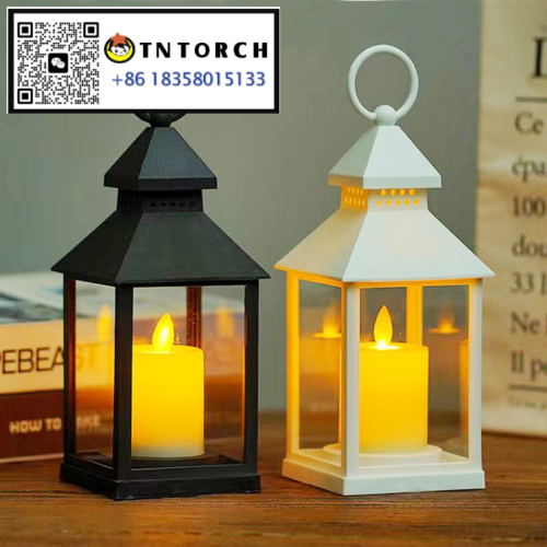 创意风灯小提灯电子蜡烛灯烛台户外照明露营氛围灯跨境圣诞节摆件