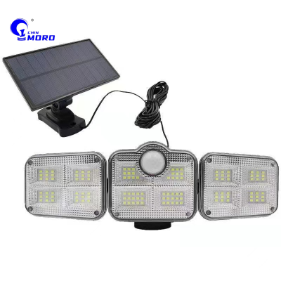 Moro Remote Control Solar Wall Lamp Led Three-Head Induction Split Garden Lamp Waterproof Rotation Outdoor Projector