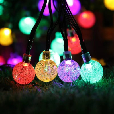 LED Bulb Solar Outdoor Water-Proof String Lights Crystal Beads Colored Lights Christmas Garden Courtyard Ambience Light