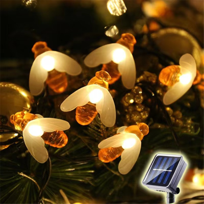 30led Solar-Powered String Lights Bee Outdoor Waterproof Christmas Atmosphere Colored Lights Holiday String Courtyard Decorative Lights