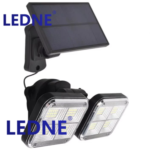 new double head 100led solar wall lamp split solar garden lamp outdoor waterproof infrared sensor lamp