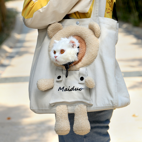 Cat Bag Portable Outdoor Cat Diaper Bag Open Head One Shoulder Canvas Bag Small Dog Pet Bag Large Capacity Dog Bag