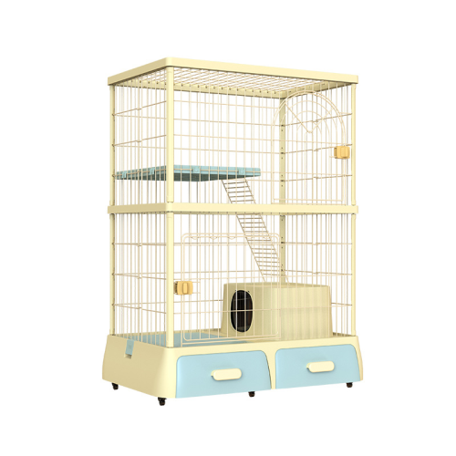 new solid color multi-layer cat cage pet luxury villa fully enclosed litter box integrated cat villa with drawer