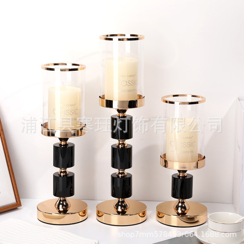 法式简约玻璃烛台创意摆件装饰家居桌面蜡烛高级感轻奢