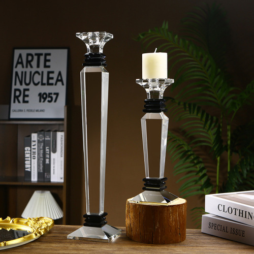 简约现代婚庆婚礼道具水晶烛台酒店样板房家用装饰摆件玻璃蜡烛台