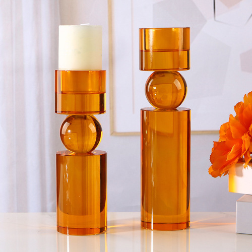 北欧轻奢水晶玻璃烛台蜡烛台家用浪漫烛光晚餐道具餐桌装饰品摆件