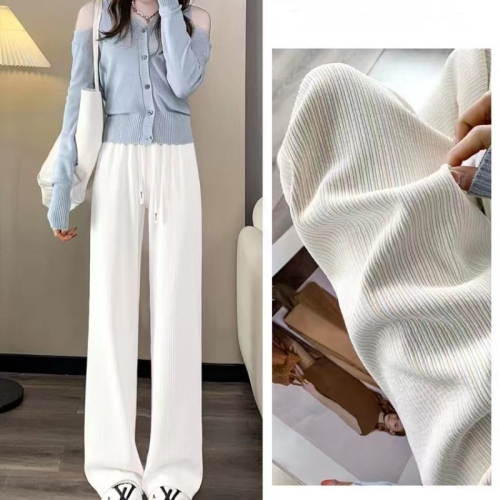 puff wide-leg pants for women 2024 spring new high waist slimming draping narrow straight mop casual long pants