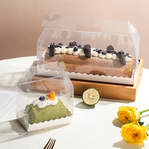透明蛋糕卷盒长条虎皮蛋糕卷包装盒瑞士梦龙卷西点烘焙手提盒子