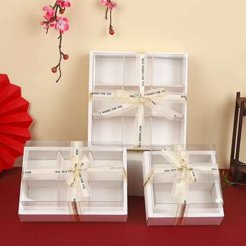 新款白卡纸烘焙包装九宫格透明加厚礼盒纸杯蛋糕西点面包打包盒