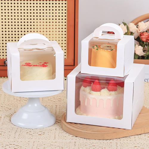 ins风巴斯克开窗透明生日蛋糕盒子包装盒346寸手提慕斯盒子打包盒