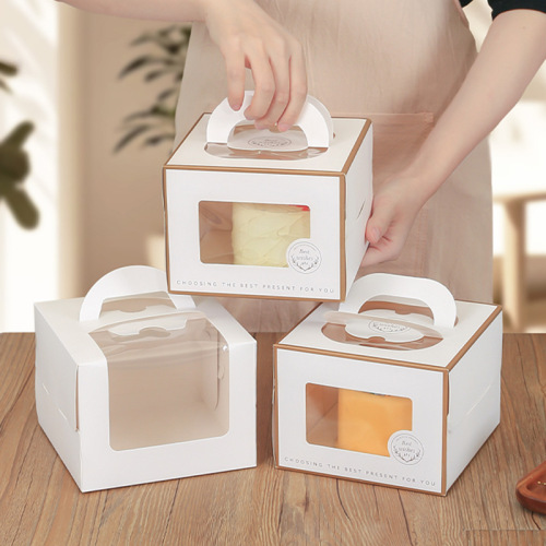 批发生日蛋糕盒烘焙包装盒 4寸6寸8寸手提欧式透明开窗慕斯西点盒