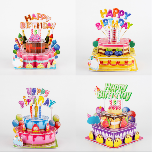 new 3d puzzle birthday cake children‘s assembled three-dimensional eps paper assembled birthday cake toy