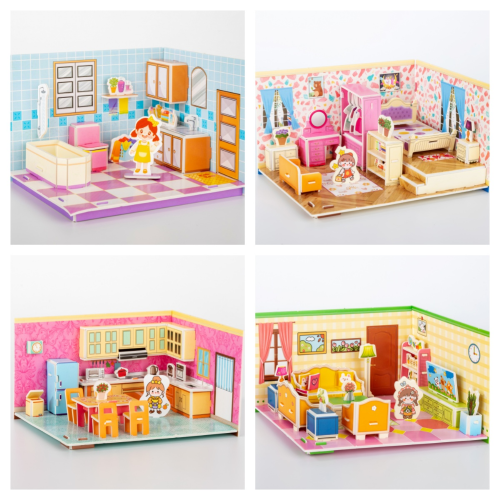 children‘s diy puzzle 3d model hand-assembled house early childhood educational toys creative gift