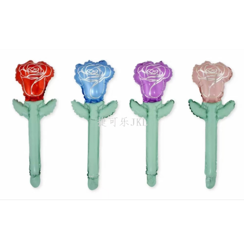 new rose tulip peach heart lollipop hand stick balloon wedding table label hot sale flower hand-held balloon
