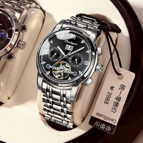 new tourbillon swiss men‘s mechanical watch calendar full-automatic waterproof multi-function hollow luminous domineering watch